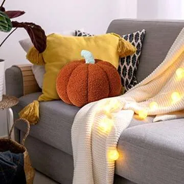 Queekay 2 Pcs Thanksgiving Pumpkin Pillow Fall Pumpkin Shaped Throw Pillow 11 x 9.5 Inch 3D Pumpkin Pillow Sofa Throw Pillow Cushion for Car Bedroom Home Decoration Couch(Brown)