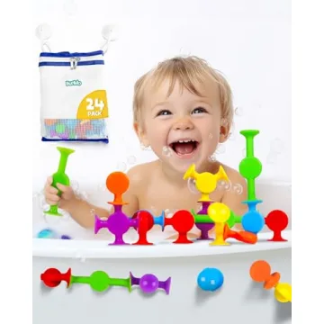 BUNMO Suction Bath Toys - Connect, Build, Create - No Mold Bath Toy - Hours of Fun & Creativity - Fi...