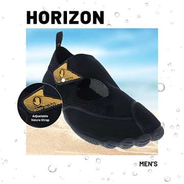 Body Glove Horizon Water Shoes for Women, Lake, Aerobics, Swimming, Aqua Sports, Beach, Womens Water Shoes, Black and Gold Aqua Shoes for Women