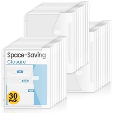 Sooez 30 Pack Binder Folders - Durable Clear Pockets for Organizing
