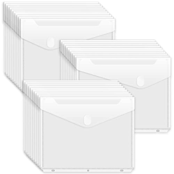 Sooez 30 Pack Binder Folders - Durable Clear Pockets for Organizing