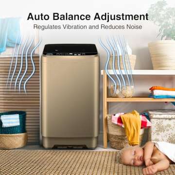 Zyerch XQB201A-GOLD6 17.7lbs Full-Automatic Compact Apartment, 10 Program Small Washing Dorm, Portable Washer Machine for RV, Home, Gold