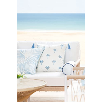 Hofdeco Premium Coastal Bolster Pillow Cover for Indoor Outdoor