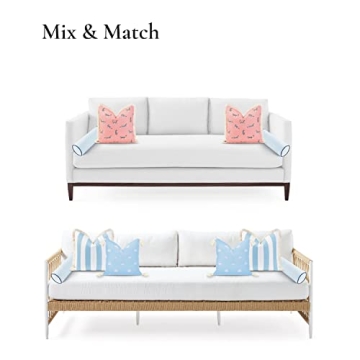 Hofdeco Premium Coastal Bolster Pillow Cover for Indoor Outdoor