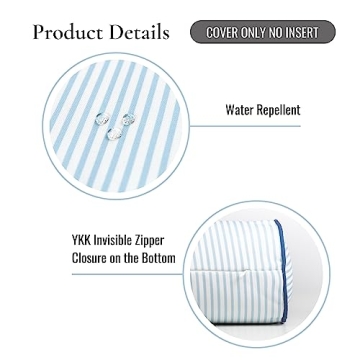 Hofdeco Premium Coastal Bolster Pillow Cover for Indoor Outdoor