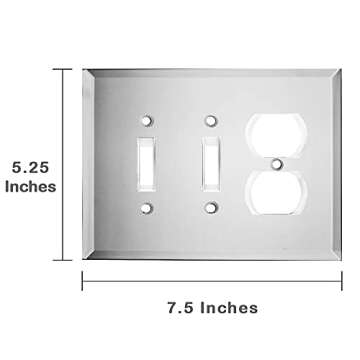 Switch Hits Plain Glass Mirror Outlet Wall Plate | 2 Toggle - Duplex | 7.5" x 5.25" | Professional Q...