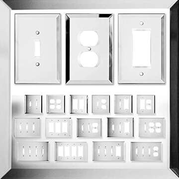Switch Hits Plain Glass Mirror Outlet Wall Plate | 2 Toggle - Duplex | 7.5" x 5.25" | Professional Quality Glass Mirror Switch Plate Covers For All Configurations