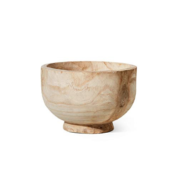 Serene Spaces Living Handcrafted Paulownia Wood Decorative Bowl - Stylish Centerpiece for Homes and ...