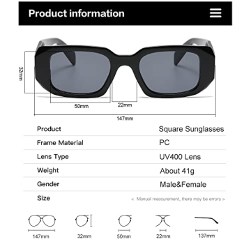 Verfimaci Trendy Rectangle Sunglasses Stylish UV Protection