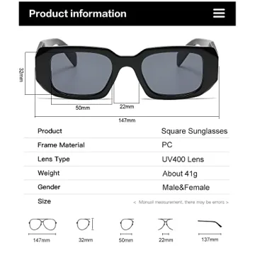 Verfimaci Trendy Rectangle Sunglasses Stylish UV Protection