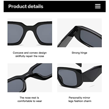 Verfimaci Trendy Rectangle Sunglasses Stylish UV Protection