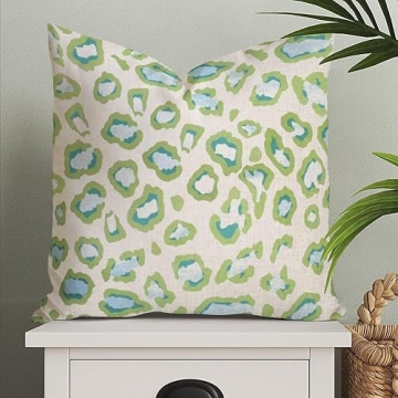 Stylish Green Teal Leopard Print Pillow Cover - 18x18