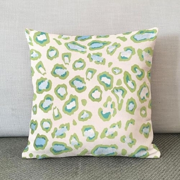Stylish Green Teal Leopard Print Pillow Cover - 18x18