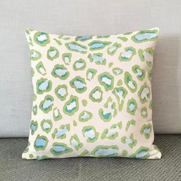 Stylish Green Teal Leopard Print Pillow Cover - 18x18