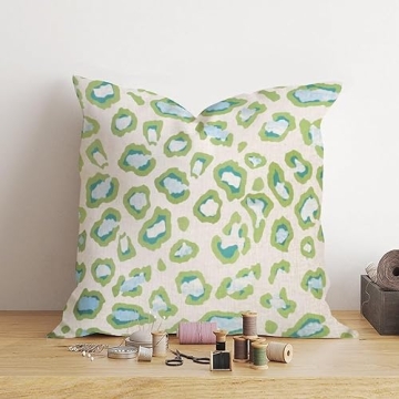 Stylish Green Teal Leopard Print Pillow Cover - 18x18