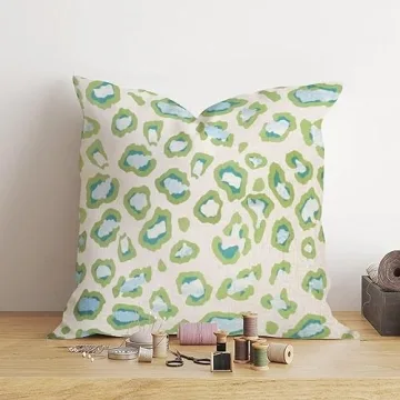 Stylish Green Teal Leopard Print Pillow Cover - 18x18