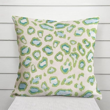 Stylish Green Teal Leopard Print Pillow Cover - 18x18
