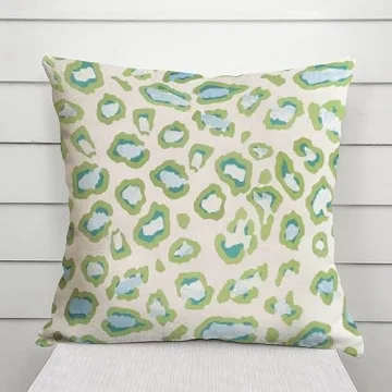 Stylish Green Teal Leopard Print Pillow Cover - 18x18