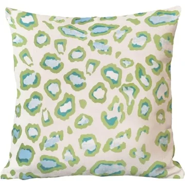 Stylish Green Teal Leopard Print Pillow Cover - 18x18