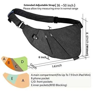 TOPNICE Anti Theft Travel Bags Daypack for Men Women, Slim Sling Bag Crossbody Chest Personal Pocket Bag