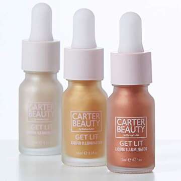 Carter Beauty Get Lit Liquid Illuminator - Liquid Glow Formula - Highlighting, Brightening Long-Lasting Shimmer Shade - Vegan, Cruelty Free, Paraben And Sulphate Free - Ice - 0.3 OZ Highlighter
