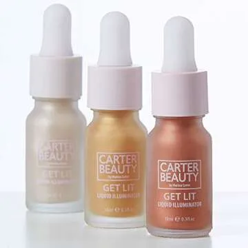 Carter Beauty Get Lit Liquid Illuminator - Liquid Glow Formula - Highlighting, Brightening Long-Lasting Shimmer Shade - Vegan, Cruelty Free, Paraben And Sulphate Free - Ice - 0.3 OZ Highlighter