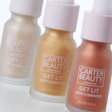 Carter Beauty Get Lit Liquid Illuminator - Liquid Glow Formula - Highlighting, Brightening Long-Lasting Shimmer Shade - Vegan, Cruelty Free, Paraben And Sulphate Free - Ice - 0.3 OZ Highlighter