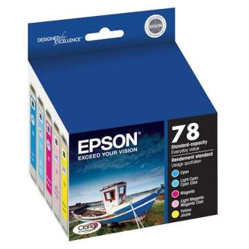 EPSON 78 Claria Hi-Definition Ink Standard Capacity 5 Color Cartridge Combo Pack (T078920) Works wit...