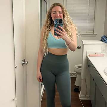 AUROLA Workout Leggings for Women Seamless Scrunch Yoga Pants Tummy Control Gym Fitness Sport Active Leggings 25'' (M, Eucalyptus)