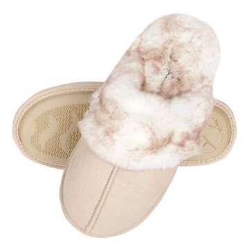 Jessica Simpson Comfy Faux Fur Slippers with Memory Foam
