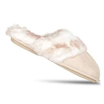 Jessica Simpson Comfy Faux Fur Slippers with Memory Foam