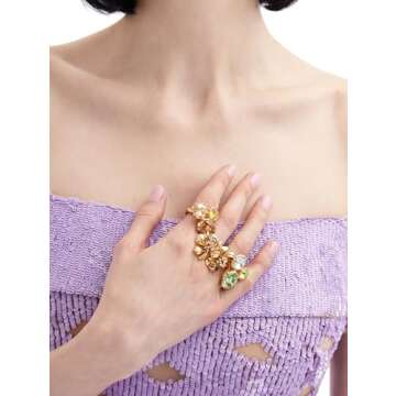 Oscar de la Renta, Twin Flower Ring, Gold