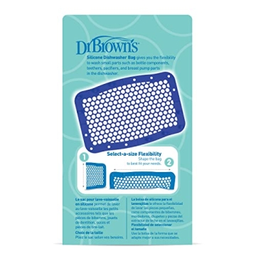 Dr. Brown's 100 % Silicone Baby Bottle Dishwasher Bag with Adjustable Sizing for Small Parts,Bottle Nipples,Breast Pump Accessories and Pacifiers