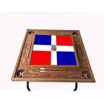 latinos r us Dominican Republic Domino Table -Full Flag (Natural)
