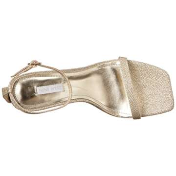 Shop Nine West YESS Heeled Sandal in Gold Glitter