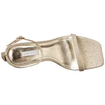 Shop Nine West YESS Heeled Sandal in Gold Glitter