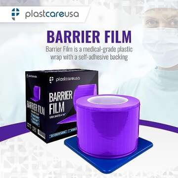 Purple Barrier Film Roll 4"x6" - 6.5nm Thickness Medical Grade Surface Protective Dental Barrier Fil...