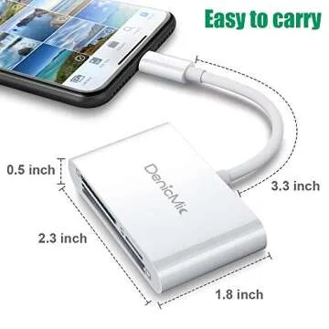 DenicMic SD CF Card Reader Compatible with iPhone/iPad SD CF TF Memory Card Reader Adapter Digital Trail Game Camera Accessories No Need App