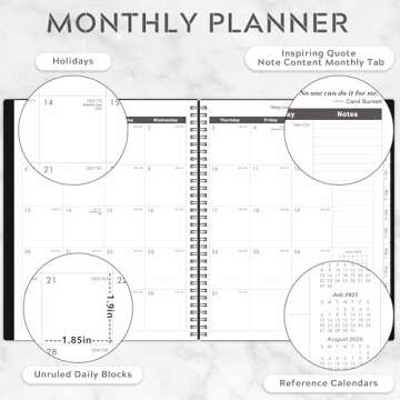 2025-2030 Monthly Planner/Monthly Calendar - 5 Year Monthly Planner, Jul. 2025 - Jun. 2030, 9" x 11", Double-Side Pocket + Durable Polypropylene Cover