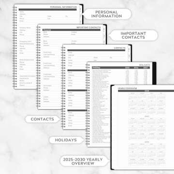 2025-2030 Monthly Planner/Monthly Calendar - 5 Year Monthly Planner, Jul. 2025 - Jun. 2030, 9" x 11", Double-Side Pocket + Durable Polypropylene Cover