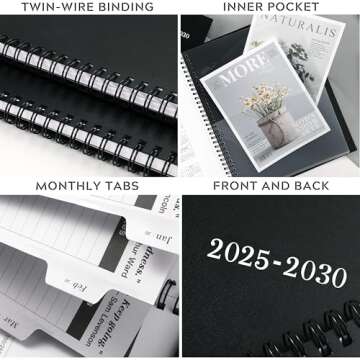 2025-2030 Monthly Planner/Monthly Calendar - 5 Year Monthly Planner, Jul. 2025 - Jun. 2030, 9" x 11", Double-Side Pocket + Durable Polypropylene Cover