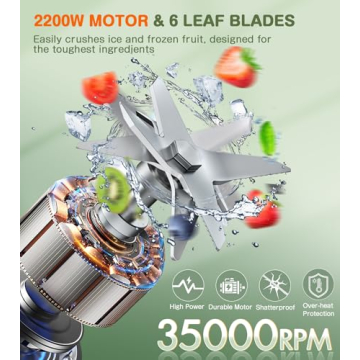 VEWIOR 2200W High Power Blender for Smoothies