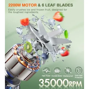 VEWIOR 2200W High Power Blender for Smoothies