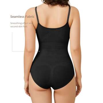 BRABIC Seamless Shapewear Bodysuit for Women - V-Neck, Sleeveless, Tummy Control