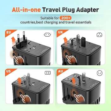 Universal Travel Adapter International Plug - European Travel Plug Adapter Worldwide US AUS EU UK Sp...