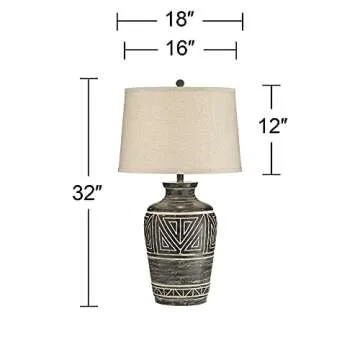 John Timberland Miguel Rustic Southwestern Style Table Lamp 32" Tall Earth Tone Jar Linen Fabric Drum Shade Decor for Living Room Bedroom House Bedside Nightstand Home Office Entryway Reading