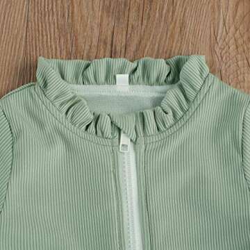 Merqwadd Toddler Baby Girl Swimsuit Rash Guard Long Sleeve One Piece Swimwear Bathing Suit for 1-5Years Kids (B-Mint Green,12-18 Months)