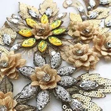 3D Colorful Flower Lace Applique for DIY Fashion Decoration