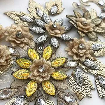 3D Colorful Flower Lace Applique for DIY Fashion Decoration