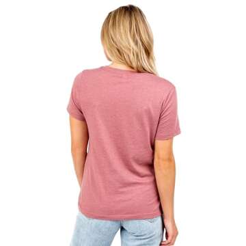 in A World Where You Can Be Anything Be Kind Women’s Relaxed V-Neck Tshirt, Fun and Casual Inspirational Shirts for Women, Cute Short Sleeve Shirt Heather Rouge